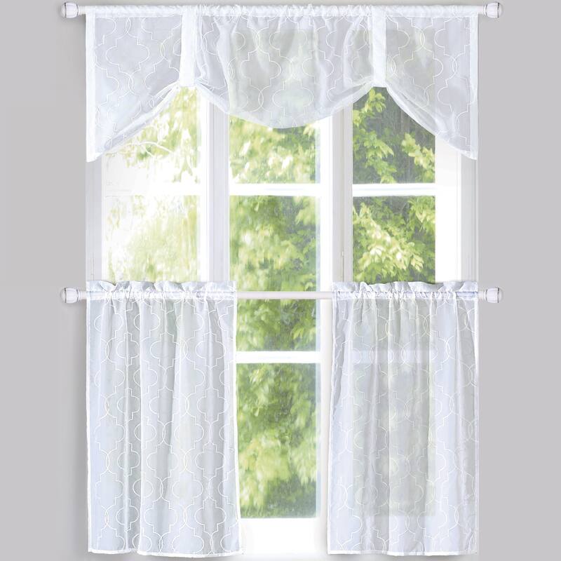 Serenta Kitchen Curtain 3 Pieces Set (Rod Pocket Tier Pair / Valance) - Set of 3 - Set of 3