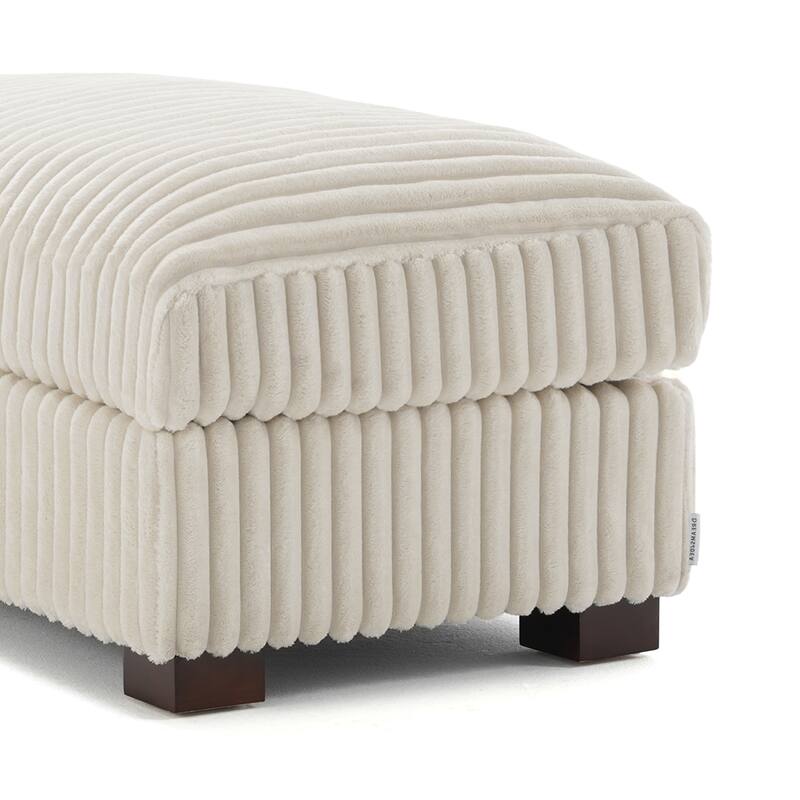 40" W Oversized Rectangle Plush Corduroy Ottoman