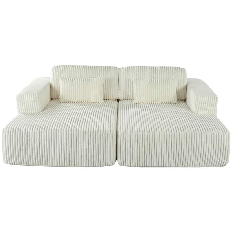Corduroy Double Sofa Bed with 2 Pillows, Perfect for Living Rooms, Apartments, Offices