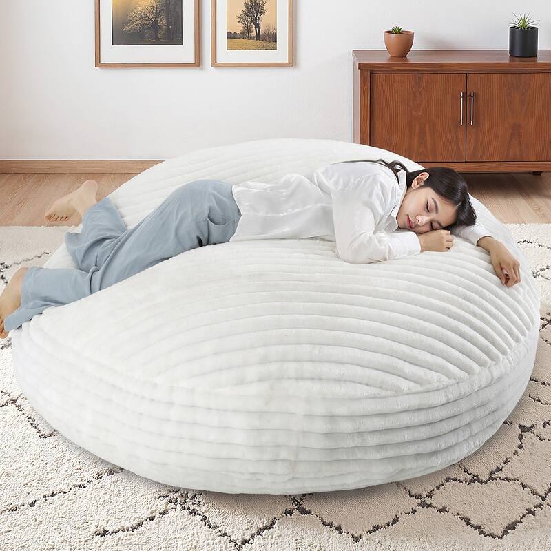 Oversized Bean Bag Chair Bean Bag Bed for Adults & Convertible - BEIGE