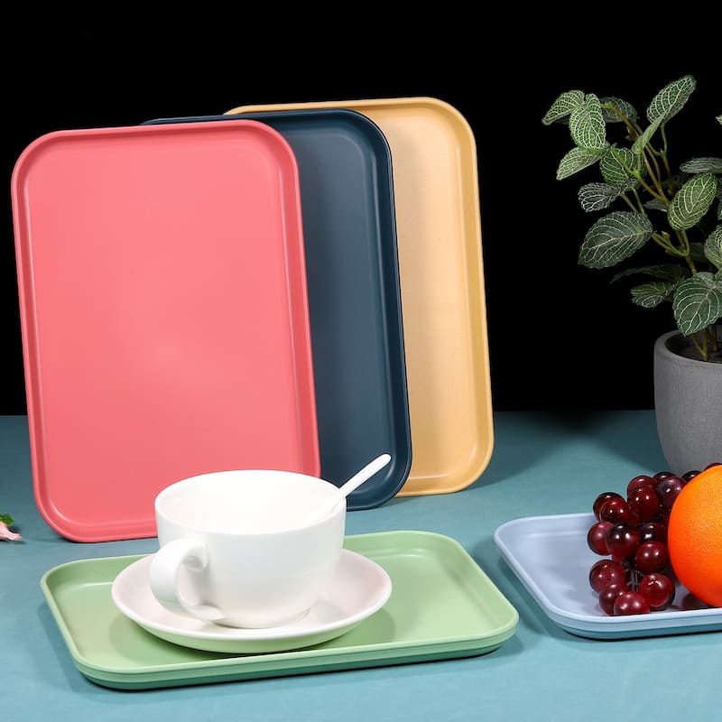 3Pcs 12.2"x8.7" Plates Rectangular Dinner Plates Reusable