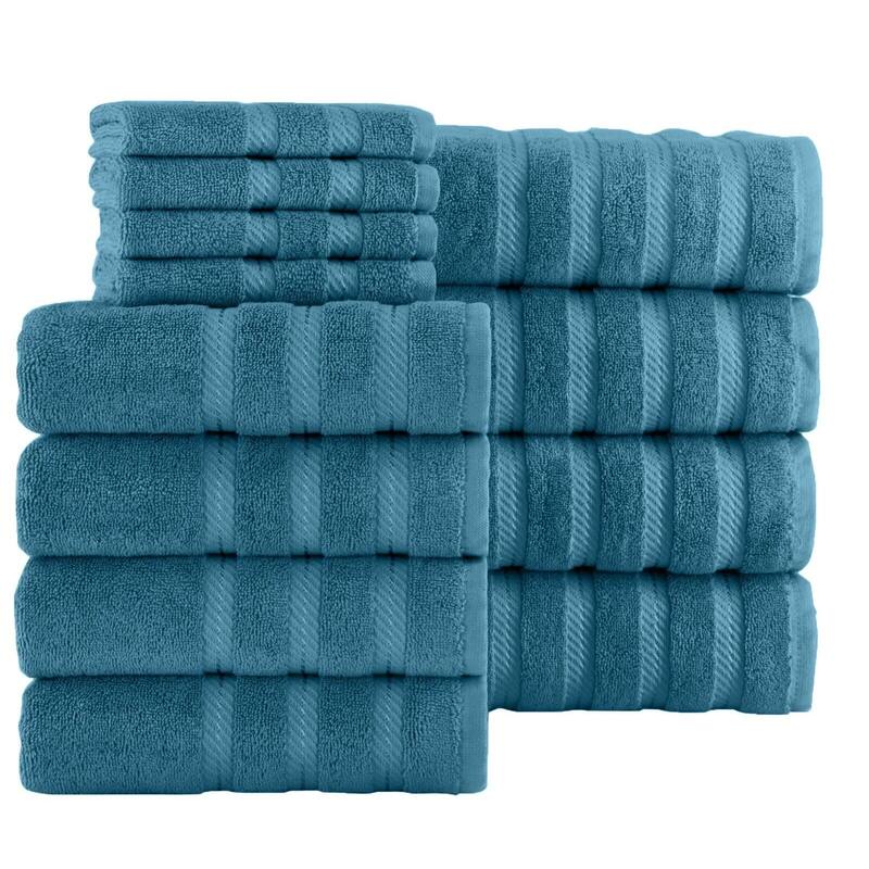 Antalya Hotel Collection Turkish Cotton Bathroom Towel 12 Pc Family Set