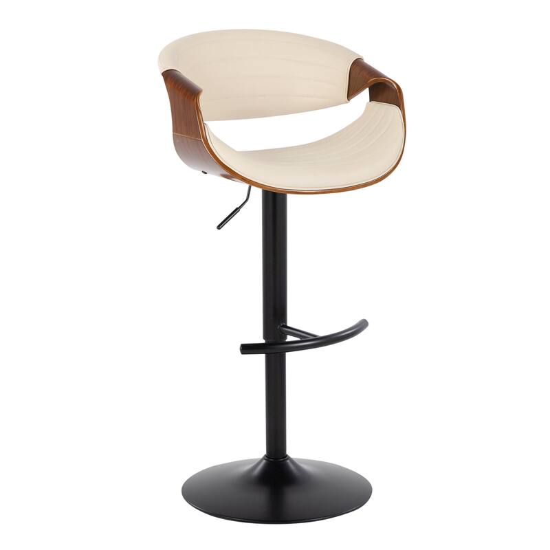 Carson Carrington Kanteborg Adjustable Bar Stool with Rounded T Footrest (Set of 2) - Cream PU/Walnut/Black Metal