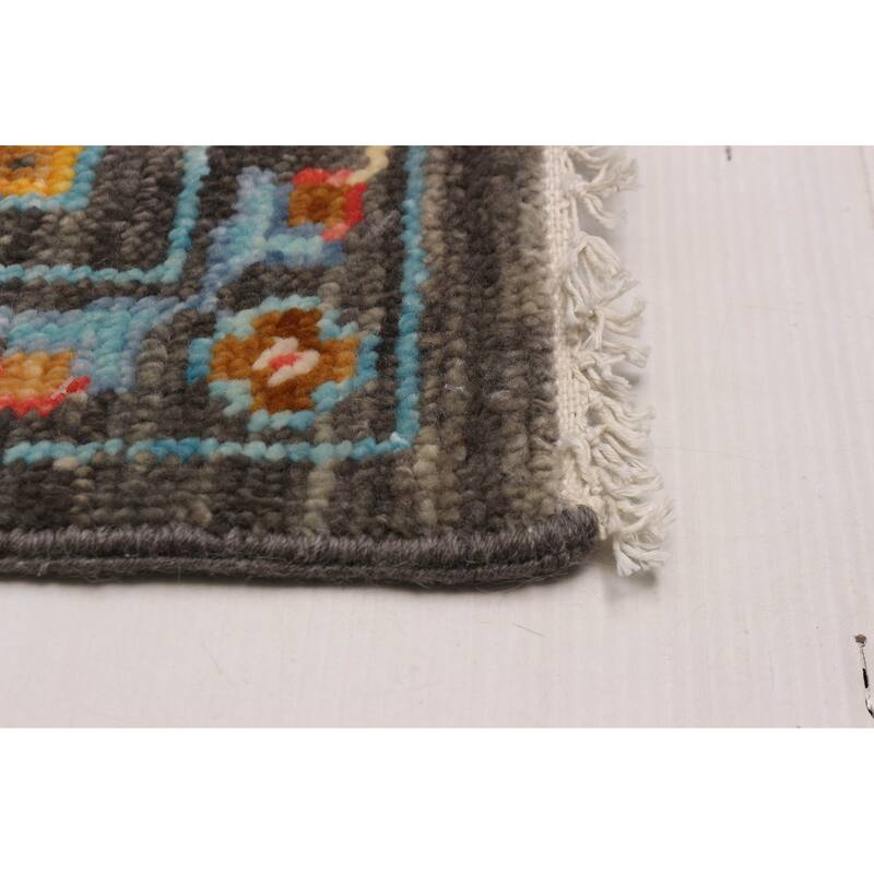 ECARPETGALLERY Hand-knotted Modern Oushak Dark Grey Wool Rug - 9' x 12'