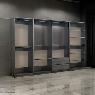 Dee Modular Freestanding Closet System, 4 Hanging Rods, 6 Shelves, Gray