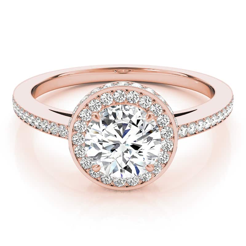 Auriya 14k Rose Gold Lab Grown Round Diamond Halo Engagement Ring 0.50 to 5.00 ct. tw. (F-G VS)