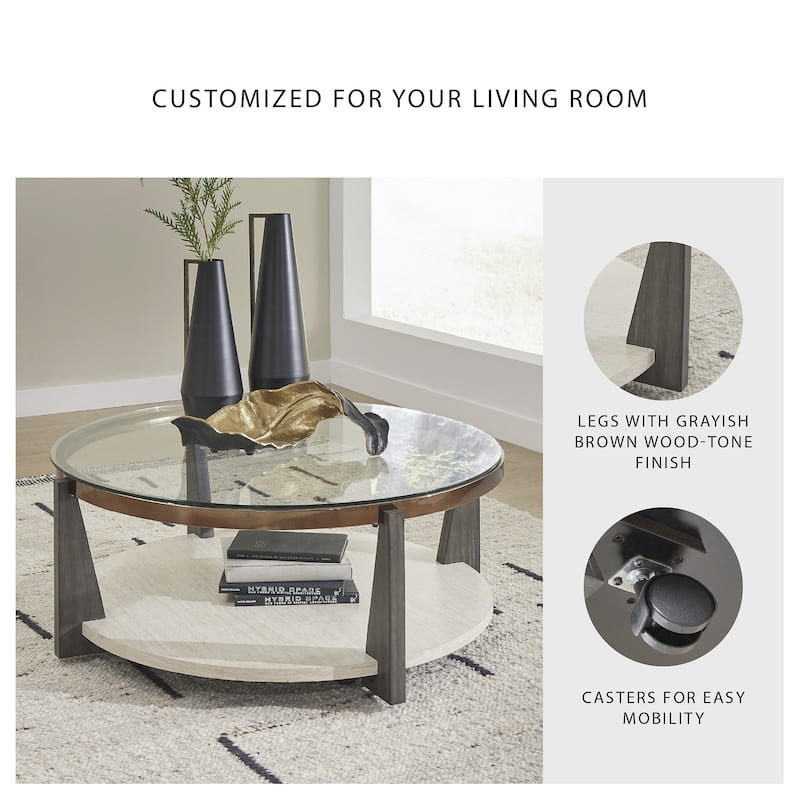 Signature Design by Ashley Frazwa Brown/Beige Coffee Table - 42"W x 42"D x 17"H