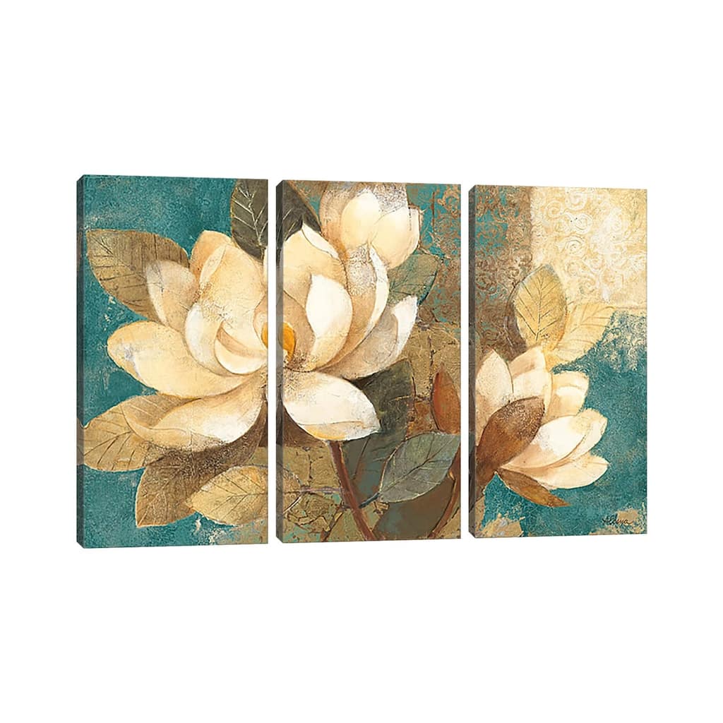 iCanvas "Turquoise Magnolias" by Albena Hristova 3-Piece Canvas Wall Art Set