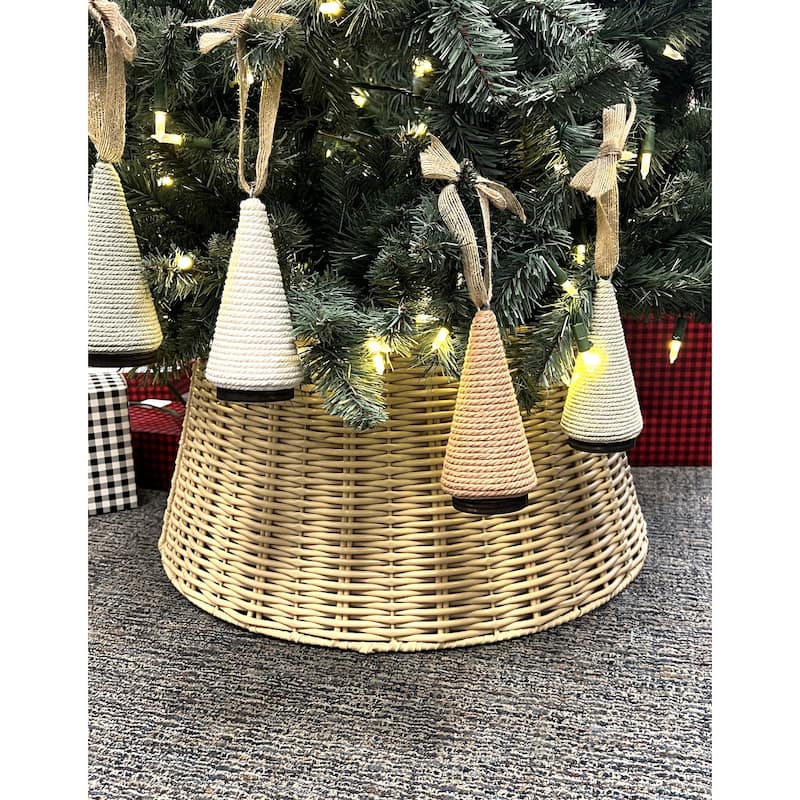 JoJo Fletcher Resin Wicker CHRISTMAS Tree Collar - Beige - 20" x 15" x 10" - Beige