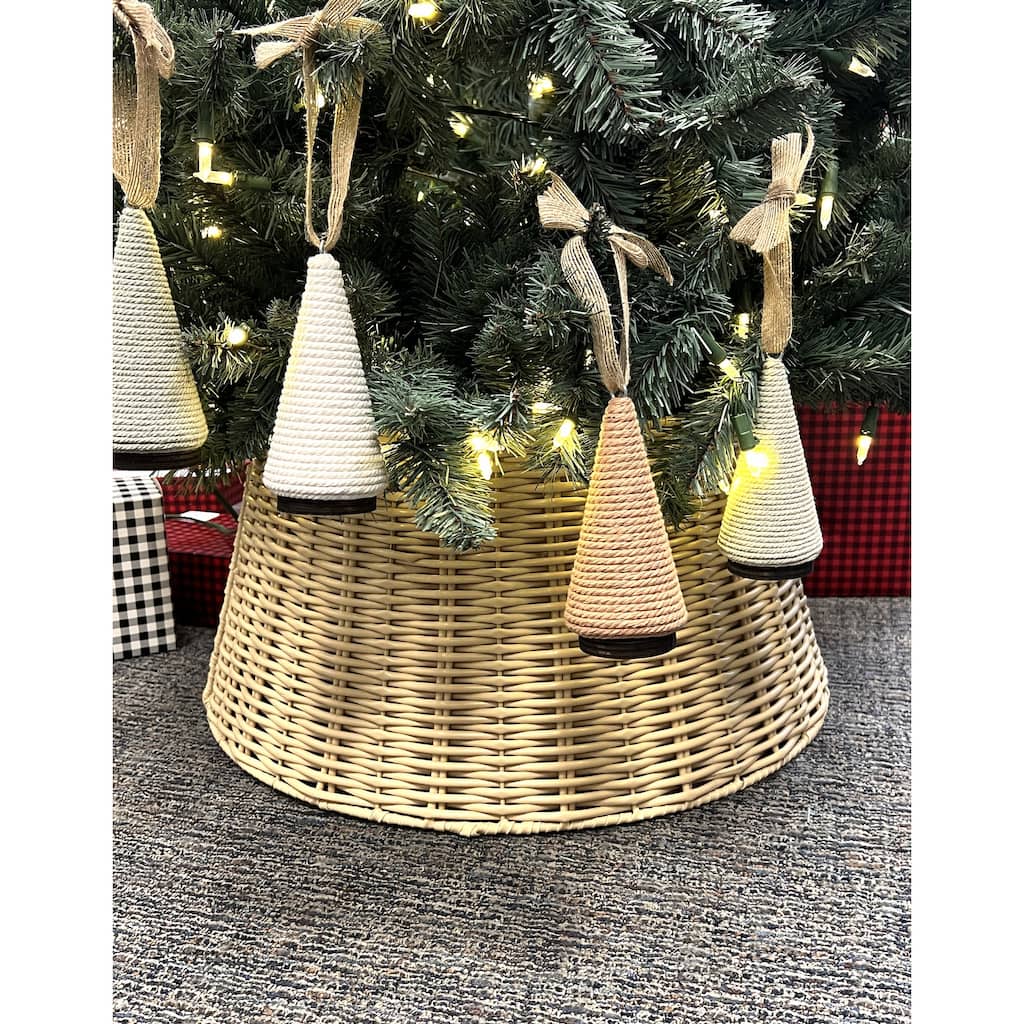 JoJo Fletcher Resin Wicker CHRISTMAS Tree Collar - Beige - 20" x 15" x 10"