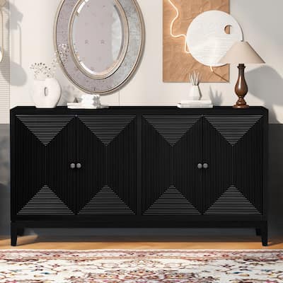 4 Doors Buffet Sideboard Entrance Storage Cabinet Console Table, Black