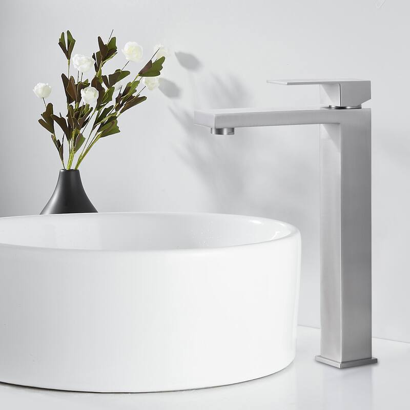 WOWOW Single Handle Single Hole High Arc Bathroom Vessel Faucet