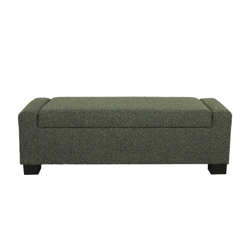 50" Ottoman Bench in Textured Fabric, Rectangular Design with Hinged Lid for Seating, Footrest, and Hidden Storage