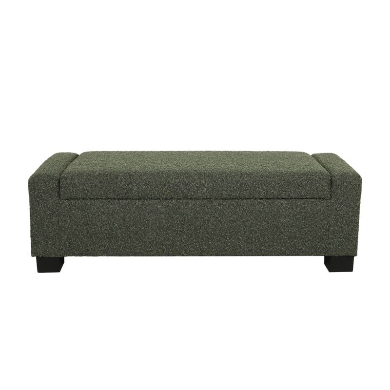 Roomfitters Upholstered Storage Ottoman Bench with Hinged Lid, Rectangular Accent Seat for Living Room or Bedroom