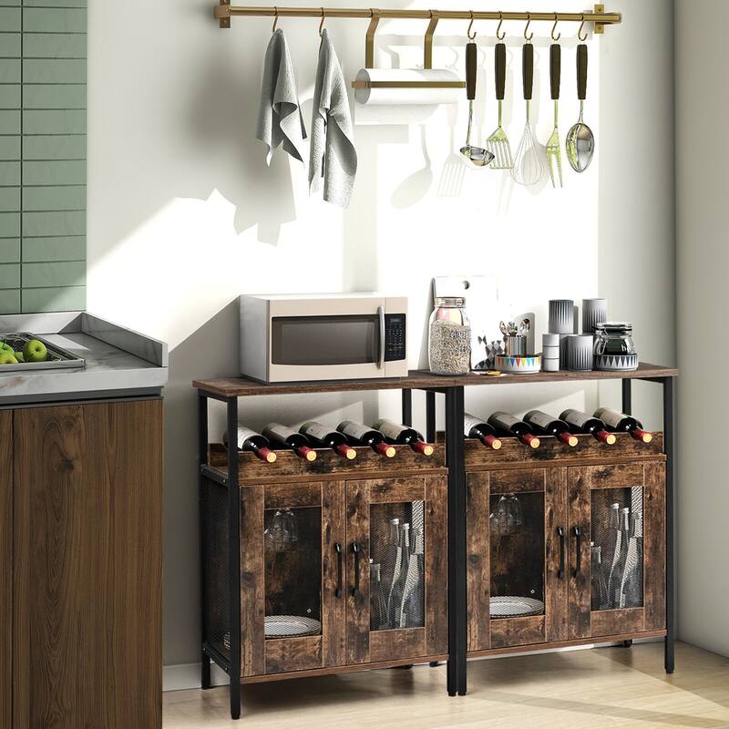 Gymax Industrial Liquor Bar Cabinet Buffet Sideboard Detachable Wine