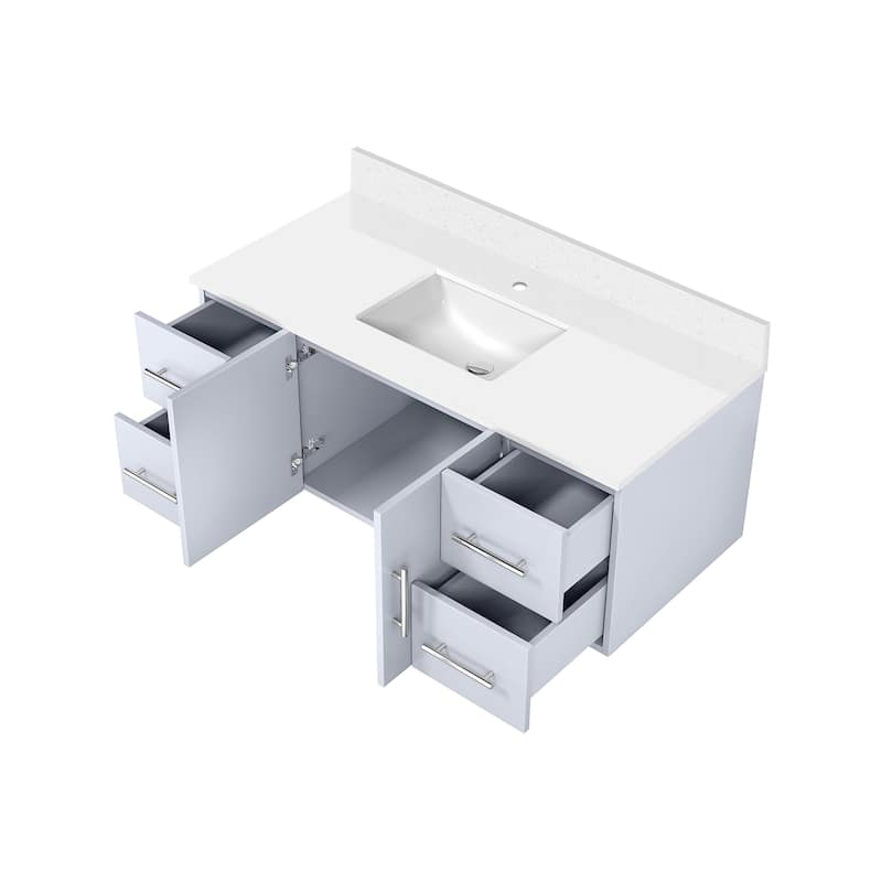 Geneva 48 in. W x 22 in. D Dark Grey Bath Vanity and White Quartz Top