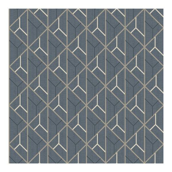 Advantage Wilder Blue Geometric Trellis Wallpaper 20.9 x 396 x 0.025