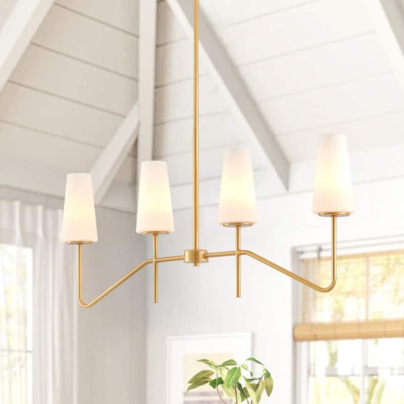 KAWOTI 4-Light Gold Linear Kitchen Island Chandelier - W35" x D4" x H19.75" (Max H61.75")