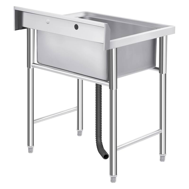 23"x25"x37" Freestanding Commercial Single Bowl Stainless Steel Utility Sink - Silver