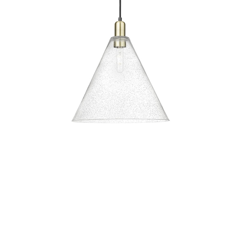 Innovations Lighting 716-1P-18-16 Berkshire Glass Pendant Berkshire - Black Antique Brass / Seedy
