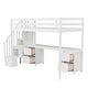 preview thumbnail 14 of 15, Pine Wood Twin Size Loft Bed Frame with Built-in Desk and Double Storage Drawers, Space-Saving Design for Bedroom, White