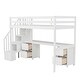 preview thumbnail 14 of 17, White Twin Solid Wood Loft Bed with Desk & Drawers