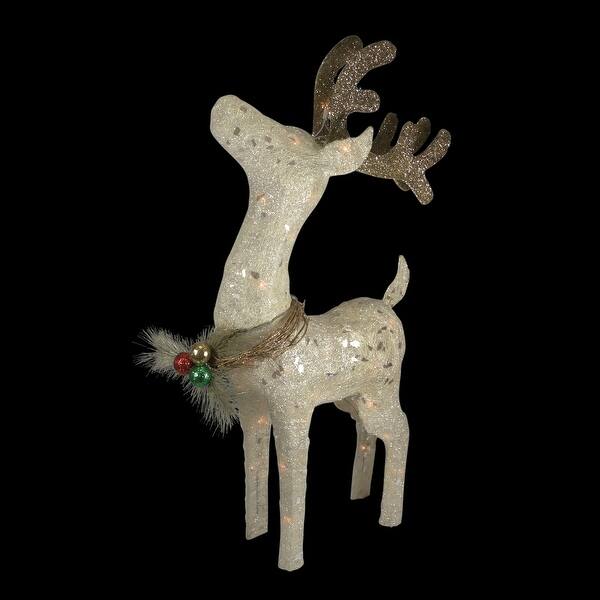 Shop 37 White And Brown Lighted Sparkling Standing Reindeer