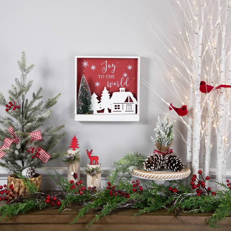11.75" Lighted Joy To The World Wooden Christmas Wall Decoration