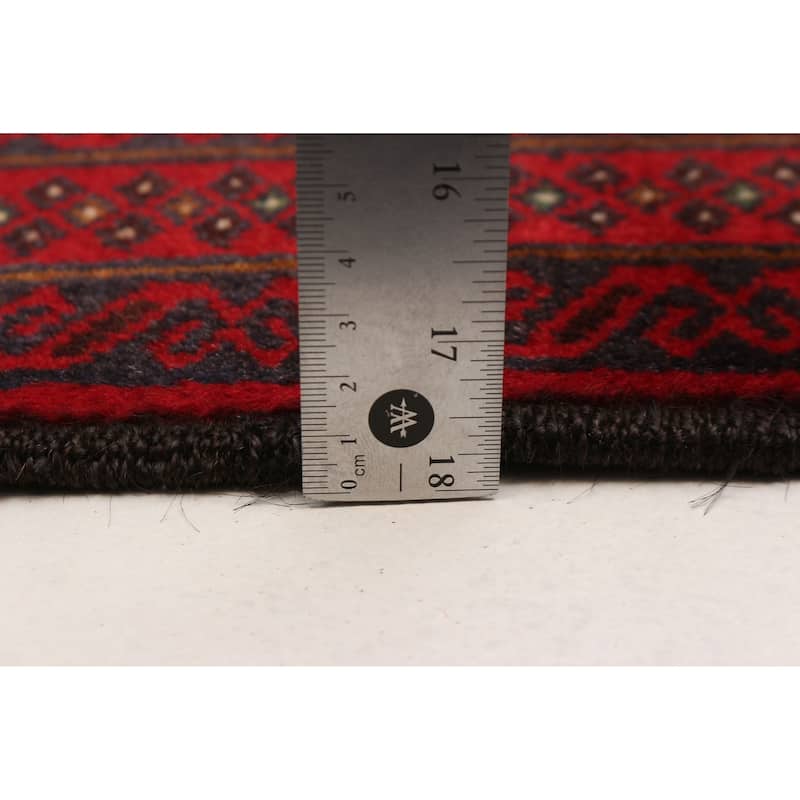 Teimani Navy, Red Rug 3'11" x 6'11" - 3'11 x 6'11