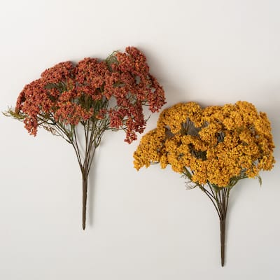 16.25"H Sullivans Warm Rustic Hued Yarrow Bush Set of 2, Multicolor - 11"L x 11"W x 16.25"H
