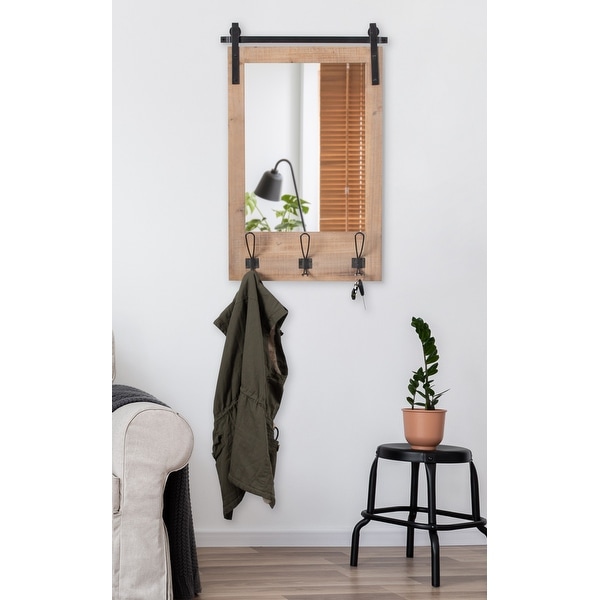 Wall mirror with hooks clearance