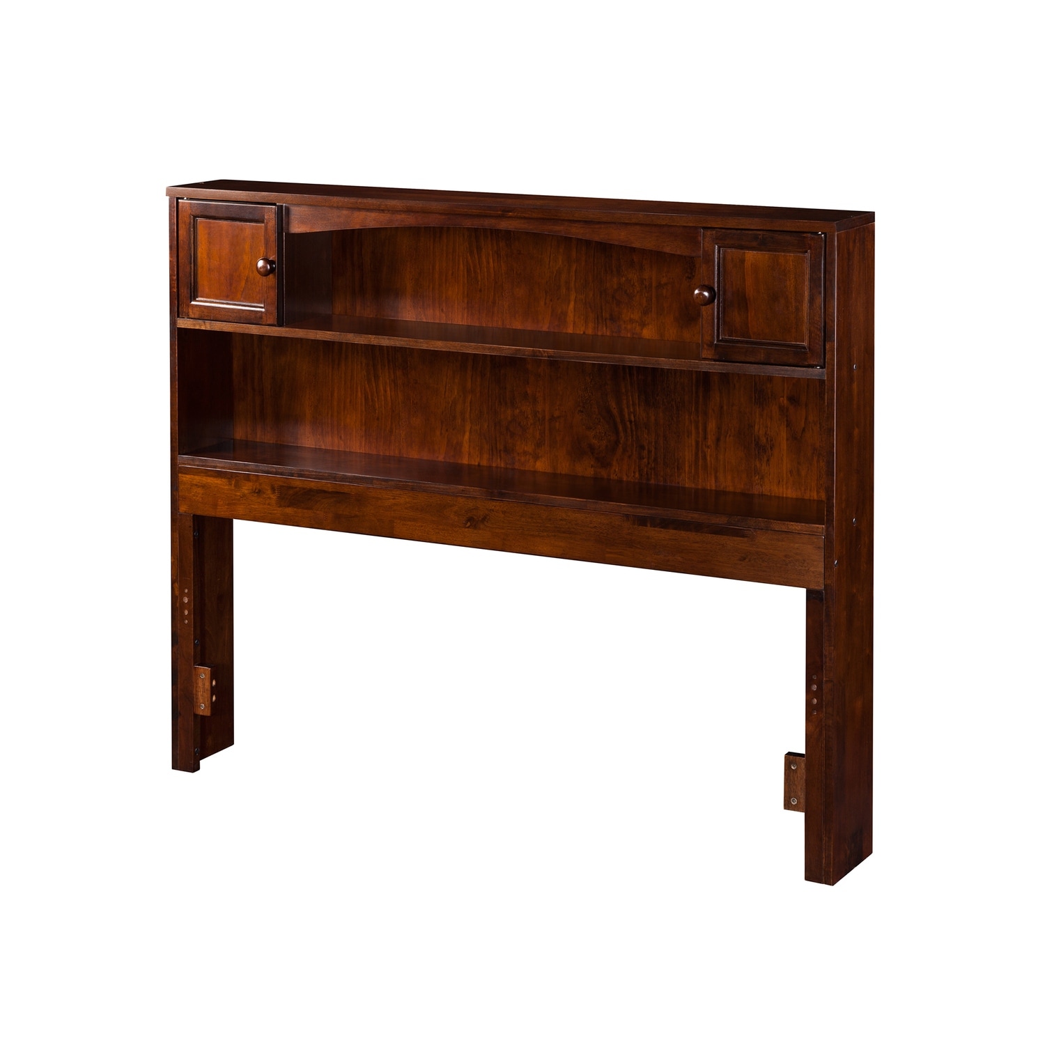 Handmade Home Headboard - Solid Wood, Full Size, USB Charger, Bed Frame Mount, Walnut Finish