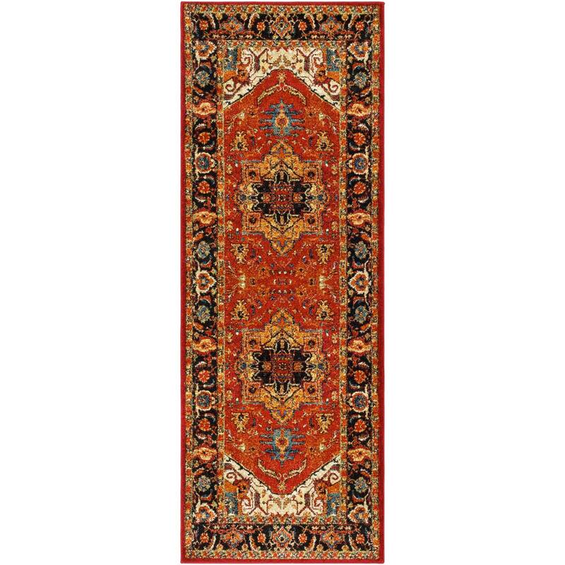 Livabliss Traditional Serapi Oriental Area Rug - 2'7" x 7'3" - Red/Black