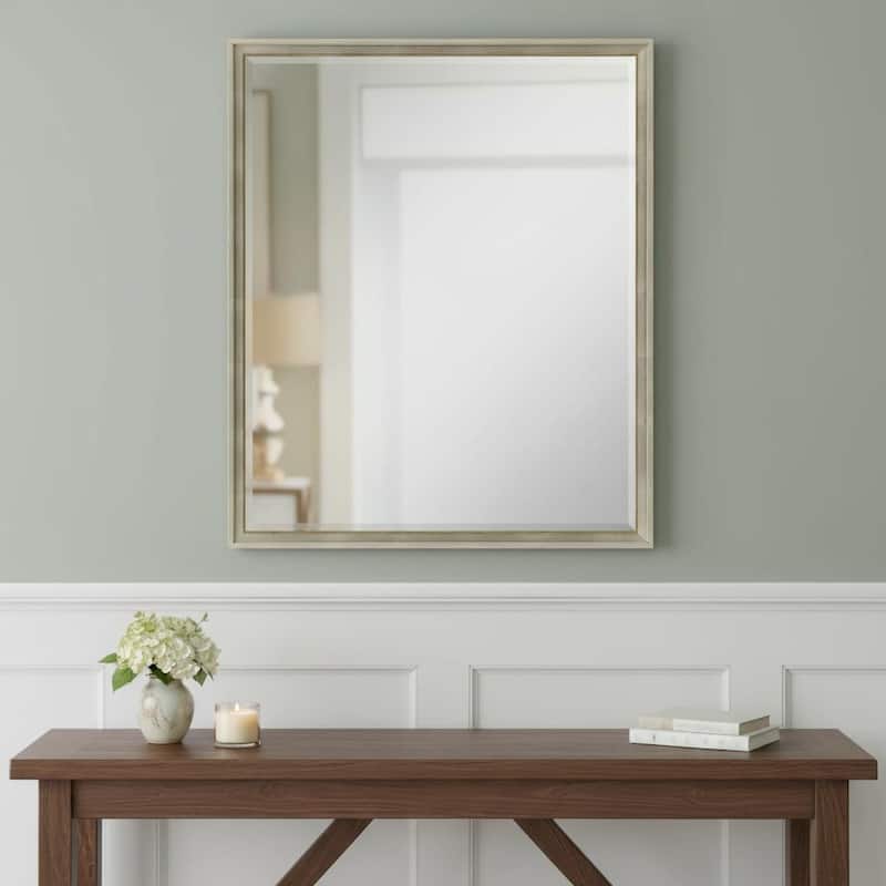 HomeRoots 30" Silver Wood Accent Mirror - 24.00 in. x 30.00 in. x 3.00 in. - 24.00 in. x 30.00 in.  x 3.00 in.