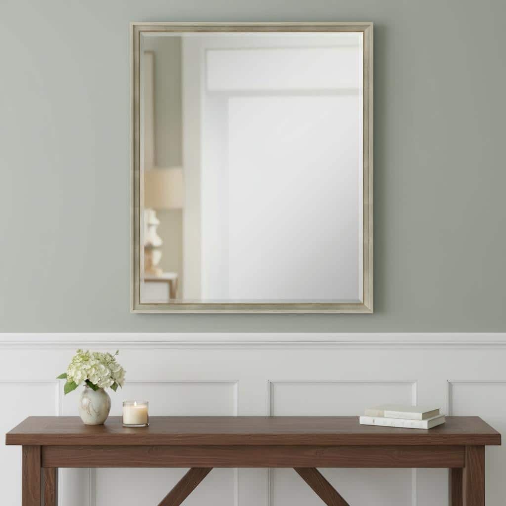 HomeRoots 30" Silver Wood Accent Mirror - 24.00 in. x 30.00 in. x 3.00 in.
