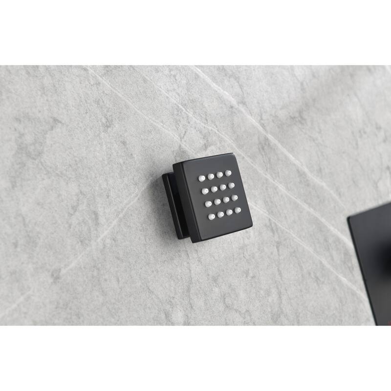 Wall mounted shower system with 6 body sprays and hand shower