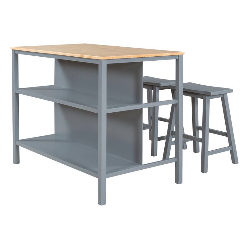 Rubber Wood Kitchen Island Set