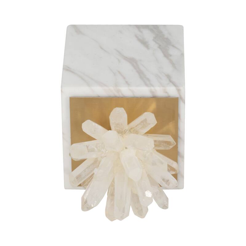 Sagebrook Home 6" Julia Tall Crystal And Marble Block, 6"H - 3" x 3" x 6"