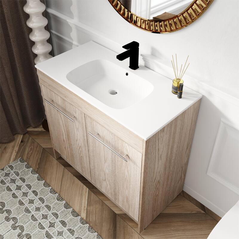 Bathroom Vanity With Sink In 30 Inch, Freestanding Bathroom Vanity With Soft Close Door
