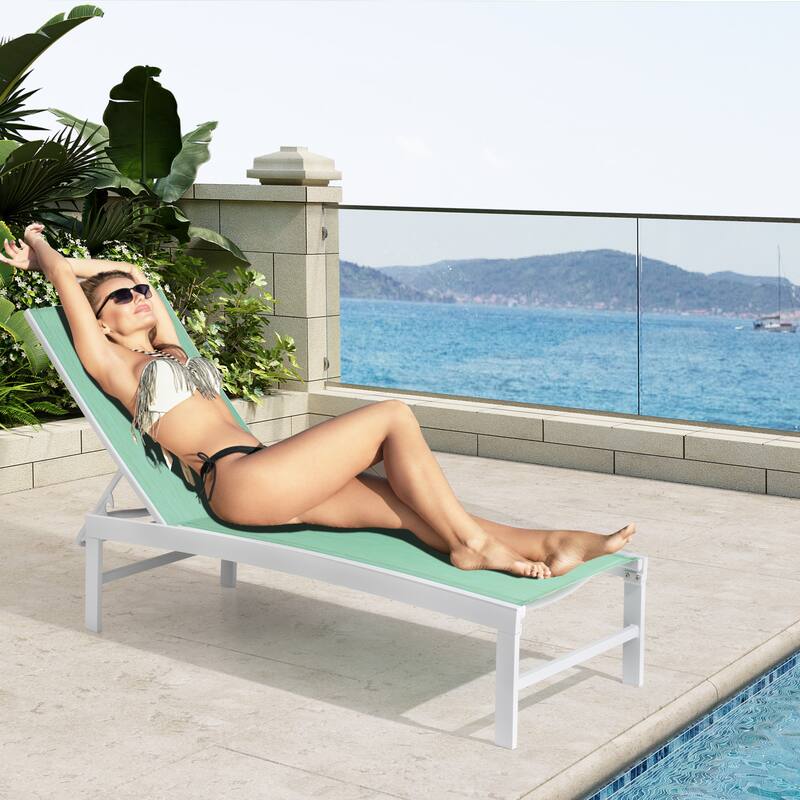VredHom Outdoor Aluminum Adjustable Chaise Lounge Chairs (Set of 2) - 60.4 in L * 24.6 in W * 16.1/40.8 in H