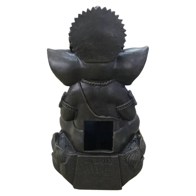 13.75" LED Lighted Black Lord Ganesh Sculptural Tabletop Fountain
