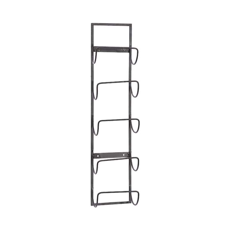 Metal 5 Bottle Wall Wine Rack - Black - Roche River Decor - 5"W x 6"L x 25"H