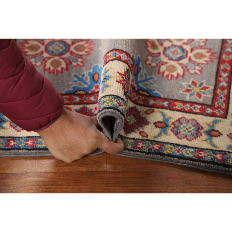 Gray Kazak Oriental Foyer Rug Hand-Knotted Wool Carpet - 2'0" x 3'0"