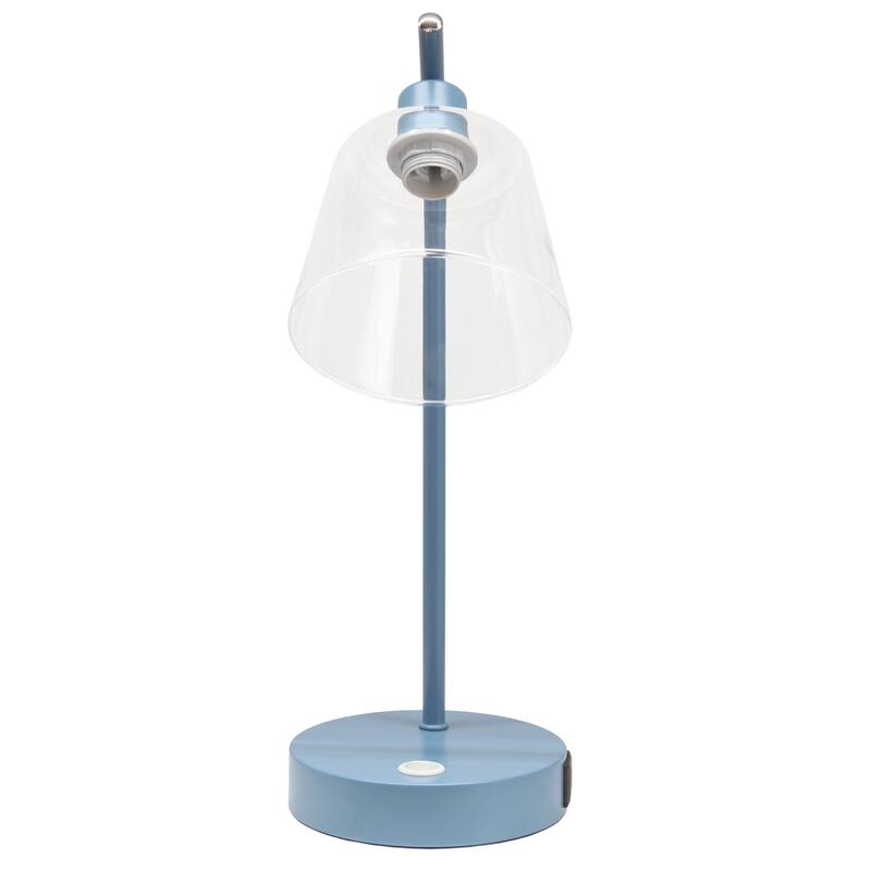 Curved Arm Desk Lamp with Glass Shade - 15.75" - Blue