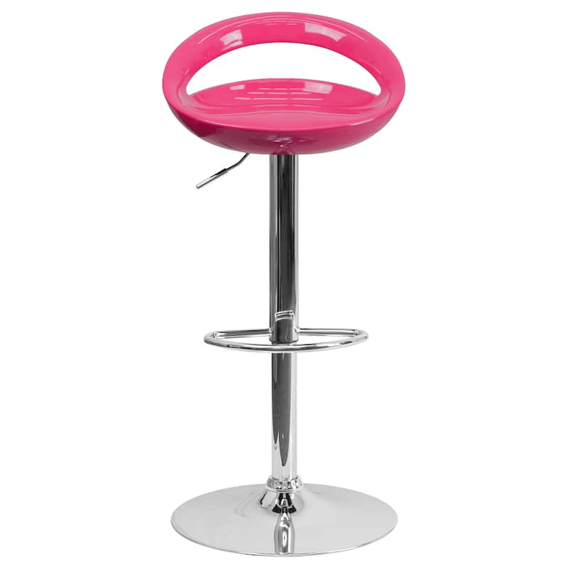 Height-adjustable Barstools with Rounded Cutout Backs (Set of 2) - 18.25"W x 18.25"D x 30.25" - 38.75"H