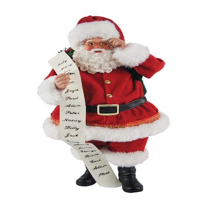 10" Traditional Santa with List - Red