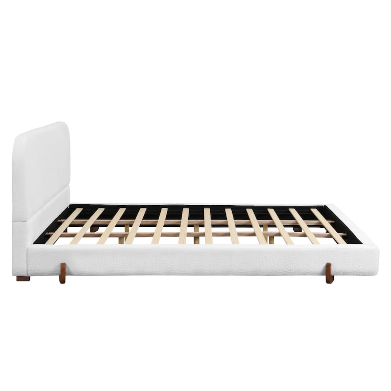 Christopher Knight Home - Verona Unique Design Modern Upholstered Bed Frame with Wood Legs and Headboard
