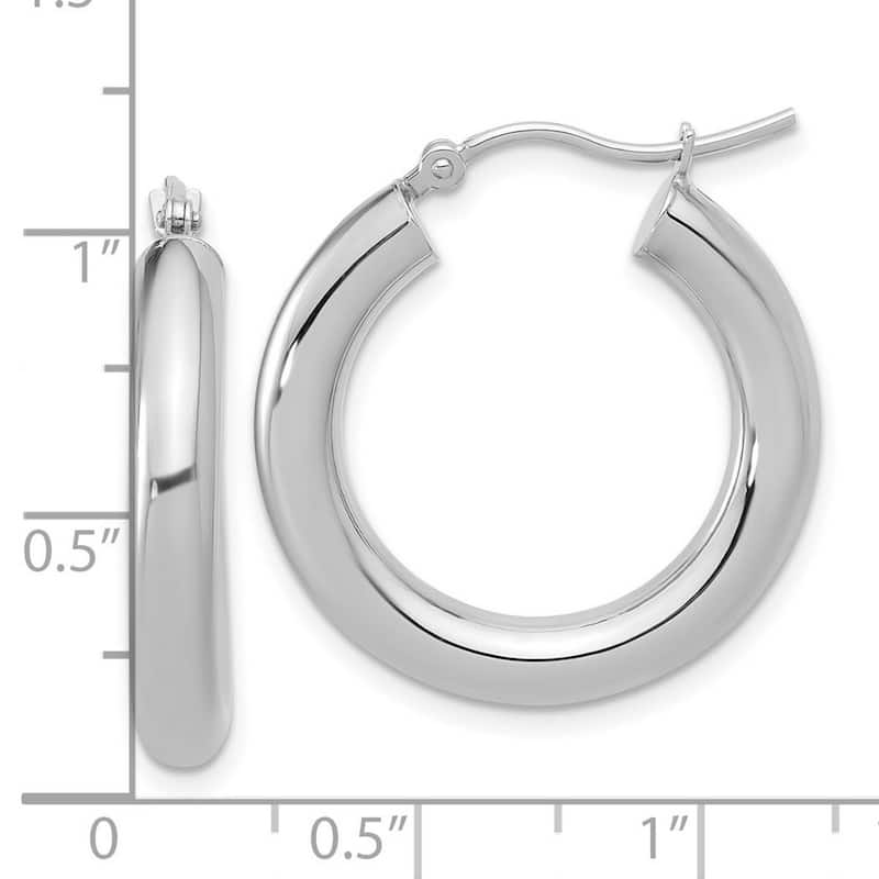 Curata 14k White Gold Polished Lightweight 26x4mm Hoop Earrings