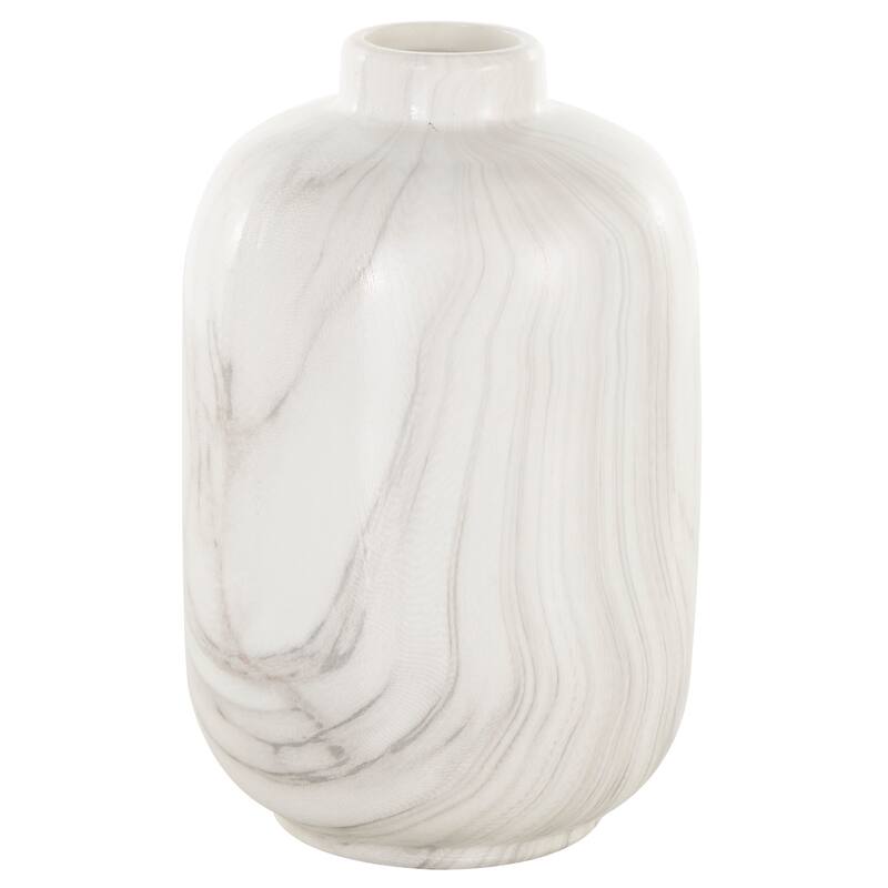 White, Gray, Cream or Black Ceramic Marble Inspired Vase with Varying Shapes (Set of 3)