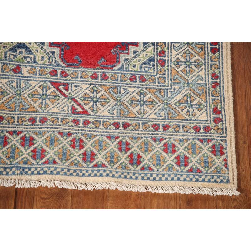 Kazak Accent Rug Hand-Knotted Wool Carpet - 3'5"x 4'10"